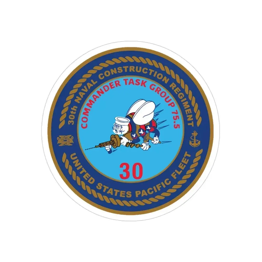 30TH NCR USPACFLT Seabee (U.S. Navy) Transparent STICKER Die-Cut Vinyl Decal 3 Inch Transparent - The Sticker Space