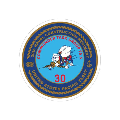 30TH NCR USPACFLT Seabee (U.S. Navy) Transparent STICKER Die-Cut Vinyl Decal 5 Inch Transparent - The Sticker Space