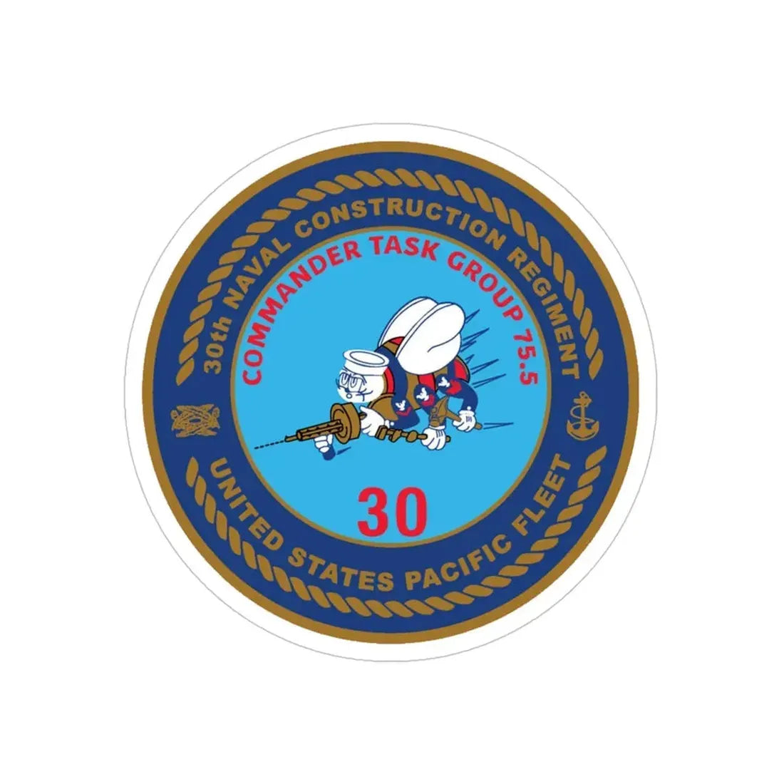 30TH NCR USPACFLT Seabee (U.S. Navy) Transparent STICKER Die-Cut Vinyl Decal - The Sticker Space
