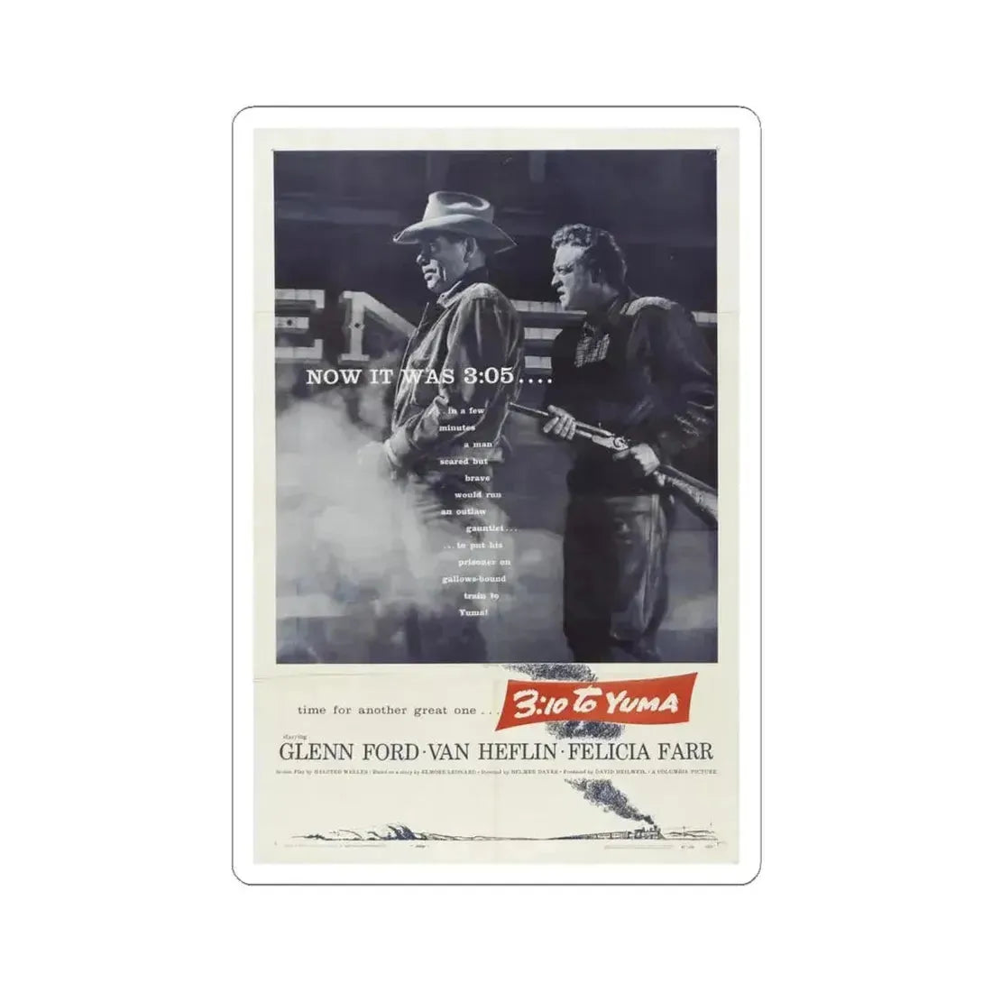 310 to Yuma 1957 Movie Poster - STICKER Vinyl Kiss-Cut Decal 4 Inch White - The Sticker Space