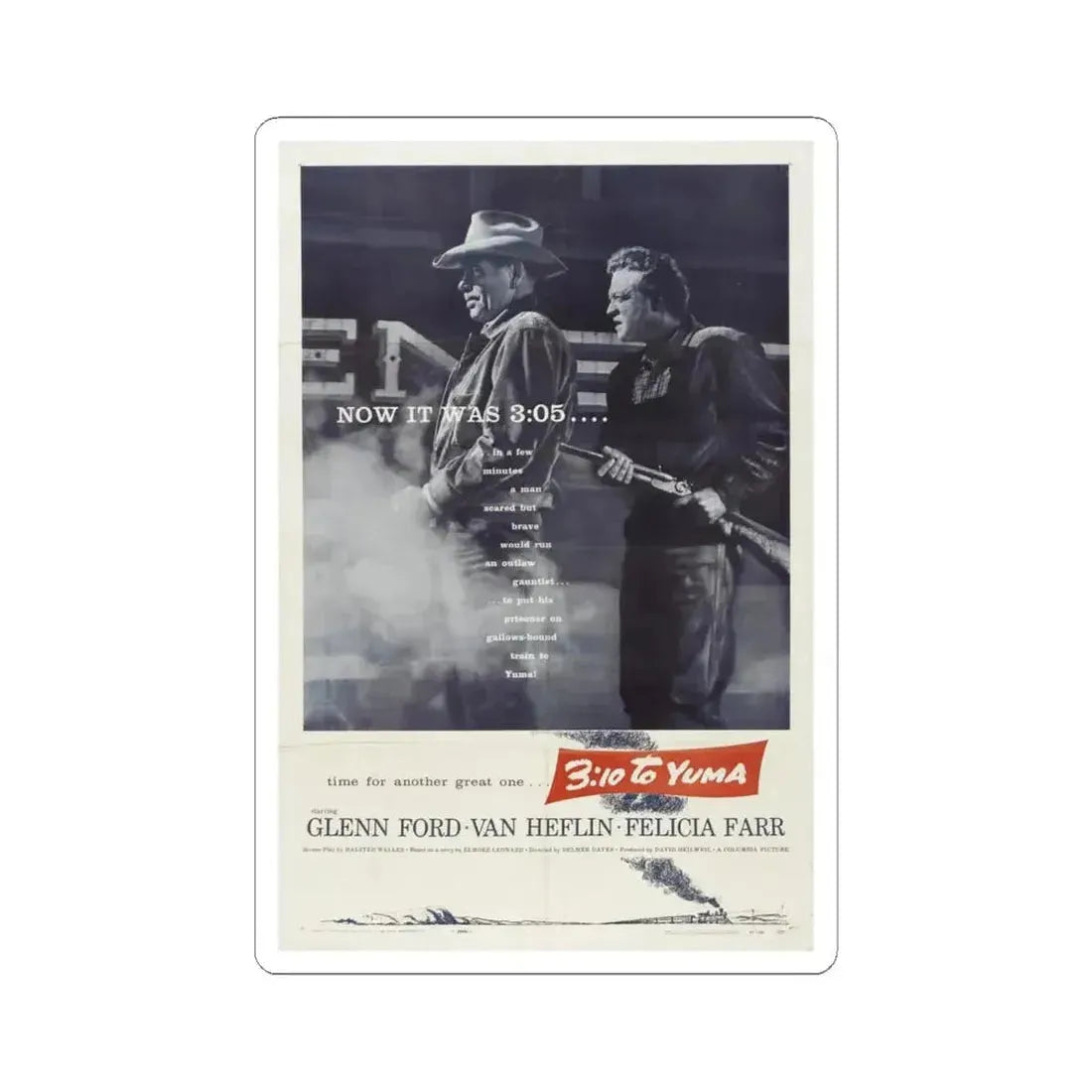 310 to Yuma 1957 Movie Poster - STICKER Vinyl Kiss-Cut Decal 6 Inch White - The Sticker Space