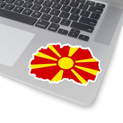Flag map of North Macedonia (North Macedonia) STICKER Vinyl Kiss-Cut Decal