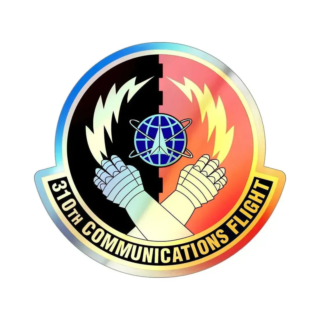 310th Communications Flight (U.S. Air Force) Holographic STICKER Die-Cut Vinyl Decal 4 Inch Holographic - The Sticker Space