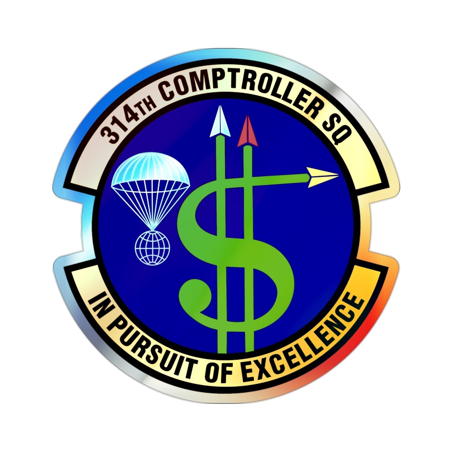 314th Comptroller Squadron (U.S. Air Force) Holographic STICKER Die-Cut Vinyl Decal-2 Inch-The Sticker Space