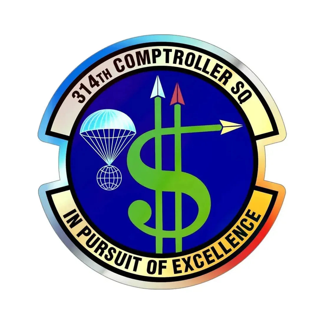 314th Comptroller Squadron (U.S. Air Force) Holographic STICKER Die-Cut Vinyl Decal - The Sticker Space