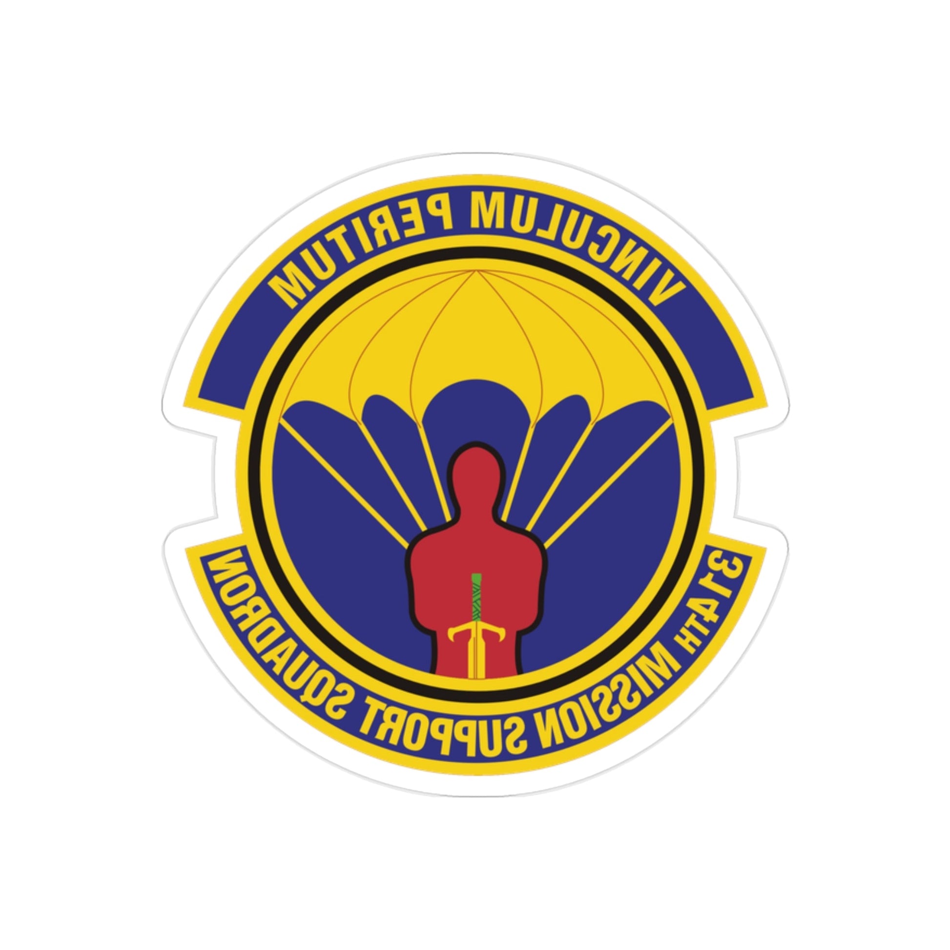 314th Mission Support Squadron (U.S. Air Force) REVERSE PRINT Transparent STICKER-2" × 2"-The Sticker Space