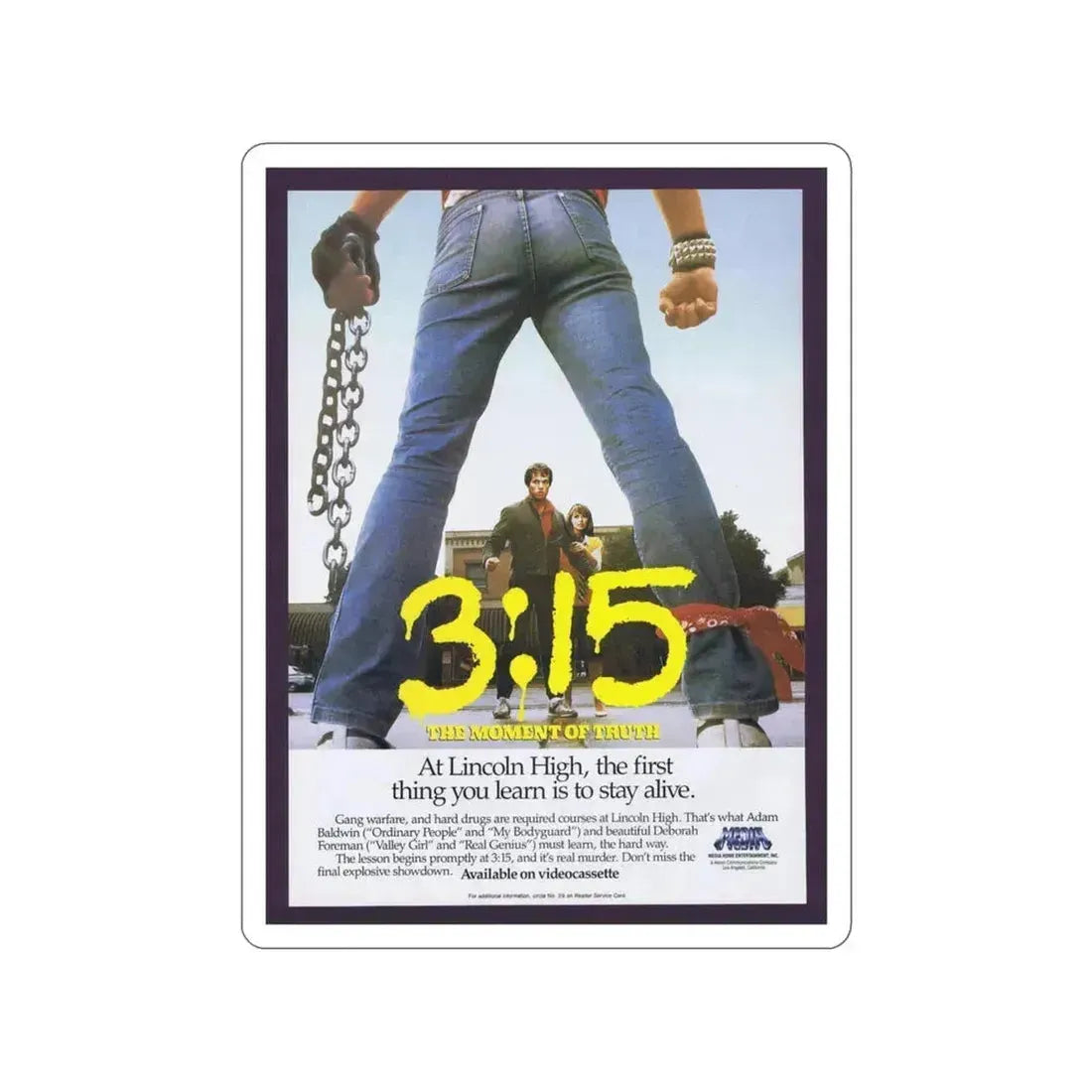3:15 1986 Movie Poster STICKER Vinyl Die-Cut Decal - The Sticker Space