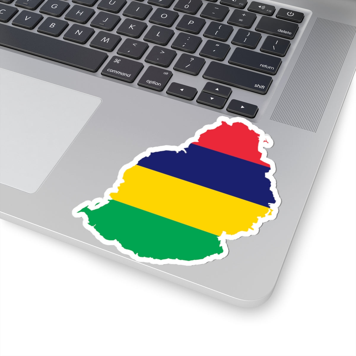Map of Mauritius with flag (Mauritius) STICKER Vinyl Kiss-Cut Decal