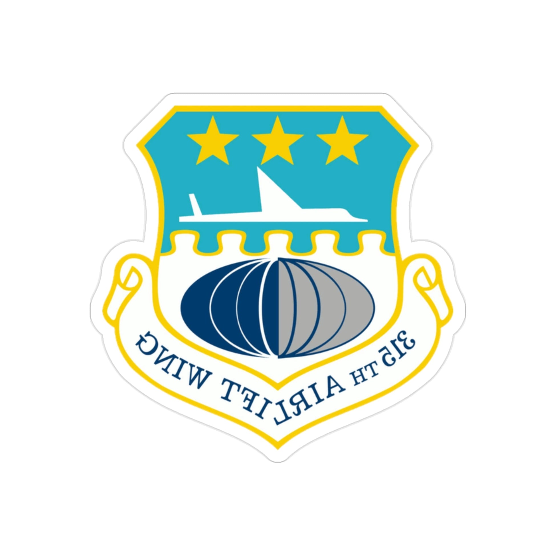 315th Airlift Wing (U.S. Air Force) REVERSE PRINT Transparent STICKER-2" × 2"-The Sticker Space