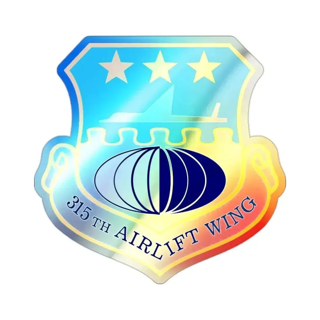 315th Airlift Wing (U.S. Air Force) Holographic STICKER Die-Cut Vinyl Decal 2 Inch Holographic - The Sticker Space