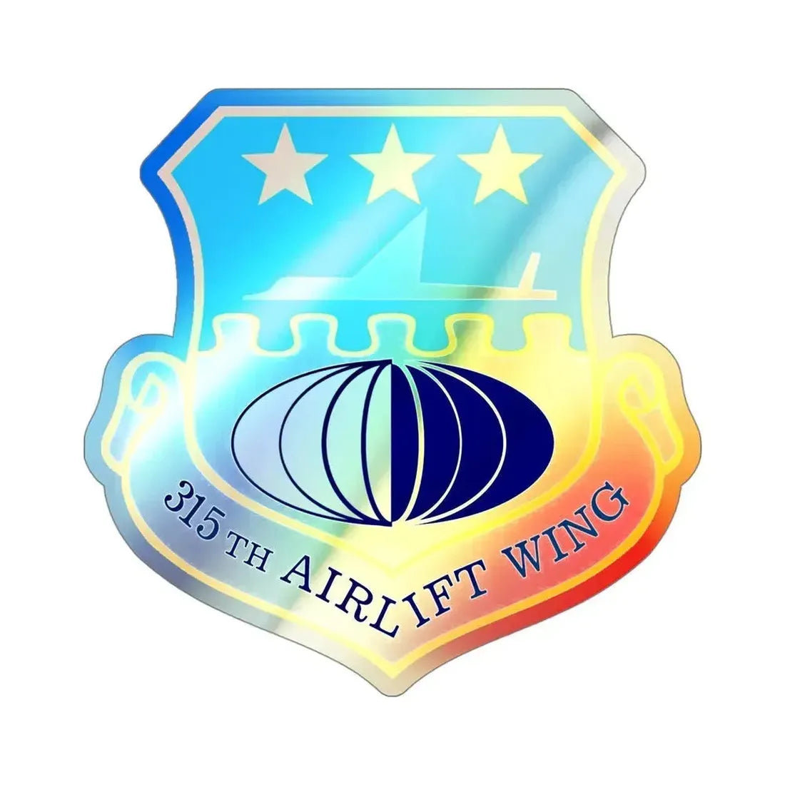 315th Airlift Wing (U.S. Air Force) Holographic STICKER Die-Cut Vinyl Decal 4 Inch Holographic - The Sticker Space