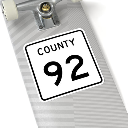 County 92 square (Minnesota) (Road Sign) STICKER Vinyl Kiss-Cut Decal
