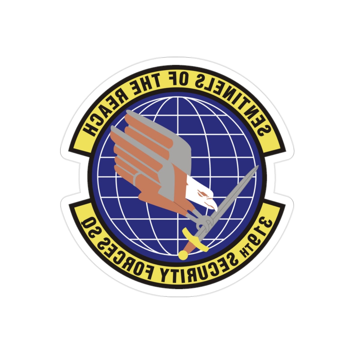 319th Security Forces Squadron (U.S. Air Force) REVERSE PRINT Transparent STICKER-2" × 2"-The Sticker Space