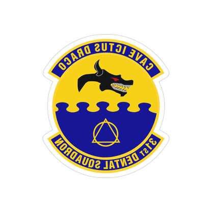 31st Dental Squadron (U.S. Air Force) REVERSE PRINT Transparent STICKER-3" × 3"-The Sticker Space