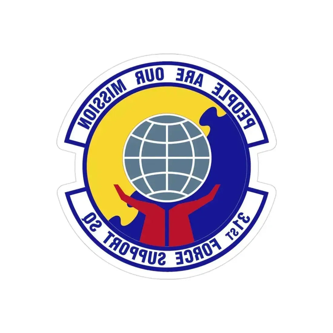 31st Force Support Squadron (U.S. Air Force) REVERSE PRINT Transparent Die-Cut STICKER 3 Inch Die-Cut Transparent - The Sticker Space