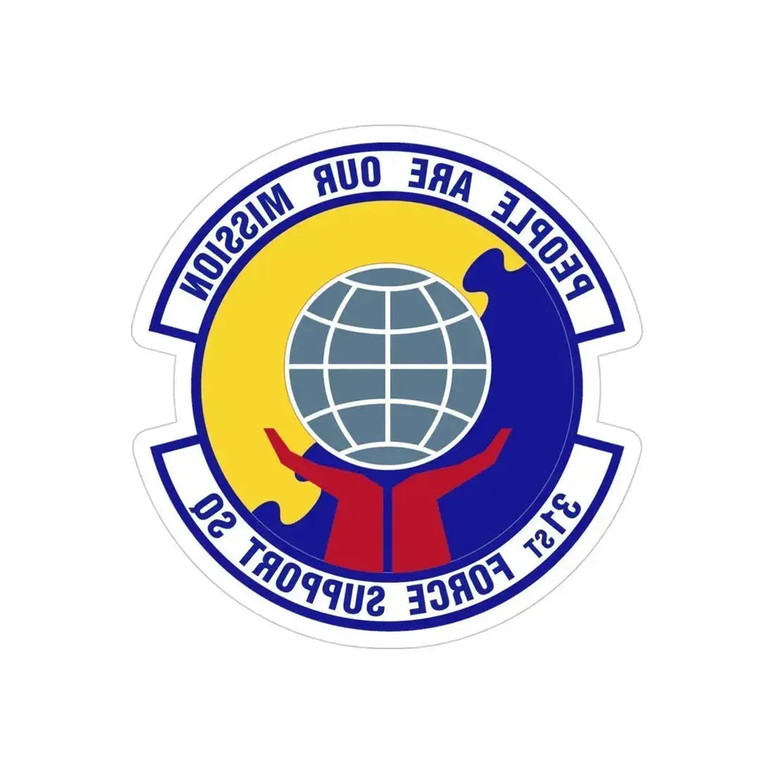 31st Force Support Squadron (U.S. Air Force) REVERSE PRINT Transparent Die-Cut STICKER 4 Inch Die-Cut Transparent - The Sticker Space