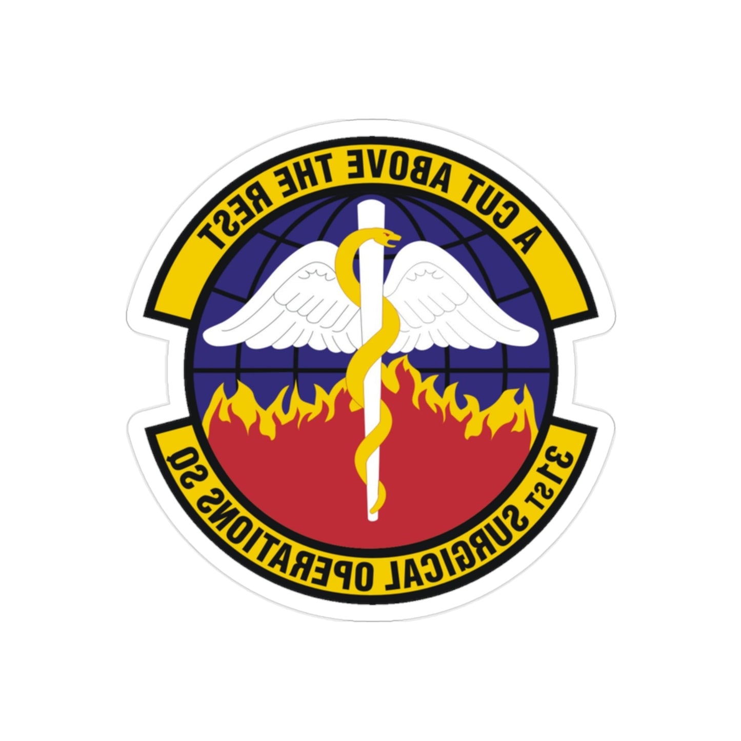 31st Surgical Operations Squadron (U.S. Air Force) REVERSE PRINT Transparent STICKER-2" × 2"-The Sticker Space