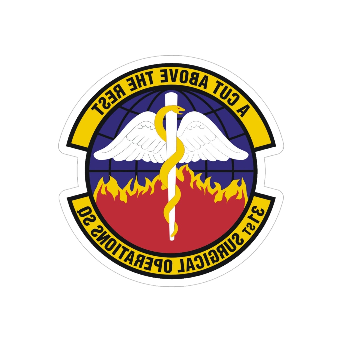 31st Surgical Operations Squadron (U.S. Air Force) REVERSE PRINT Transparent STICKER-4" × 4"-The Sticker Space