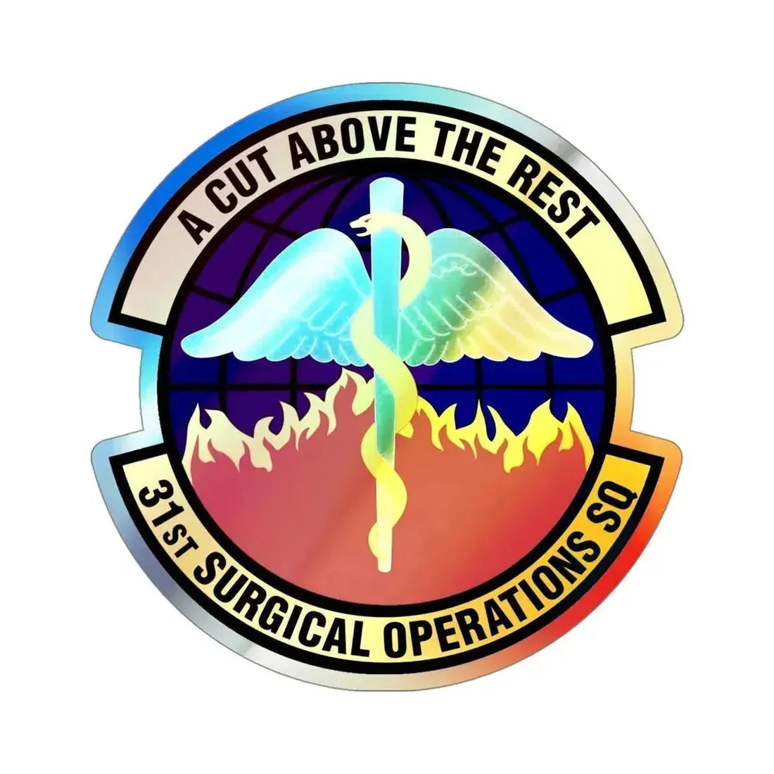 31st Surgical Operations Squadron (U.S. Air Force) Holographic STICKER Die-Cut Vinyl Decal 4 Inch Holographic - The Sticker Space