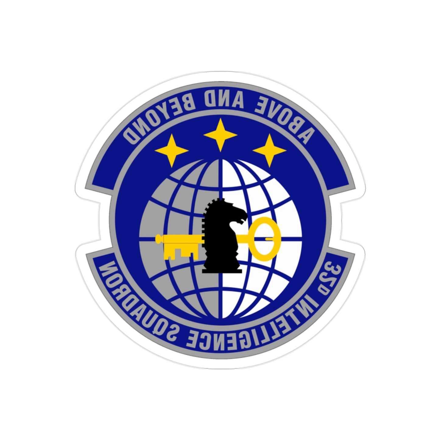 32 Intelligence Squadron AFISRA (U.S. Air Force) REVERSE PRINT Transparent STICKER-2" × 2"-The Sticker Space