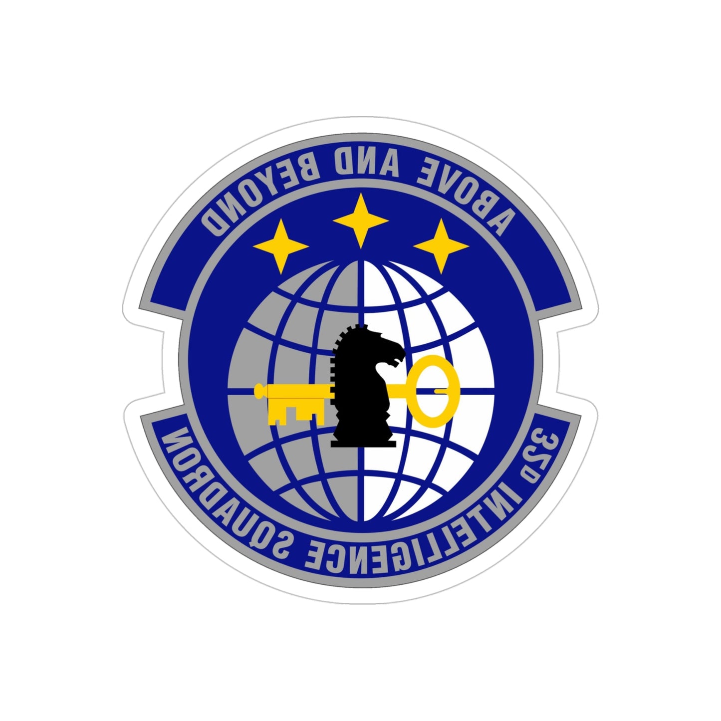 32 Intelligence Squadron AFISRA (U.S. Air Force) REVERSE PRINT Transparent STICKER-4" × 4"-The Sticker Space