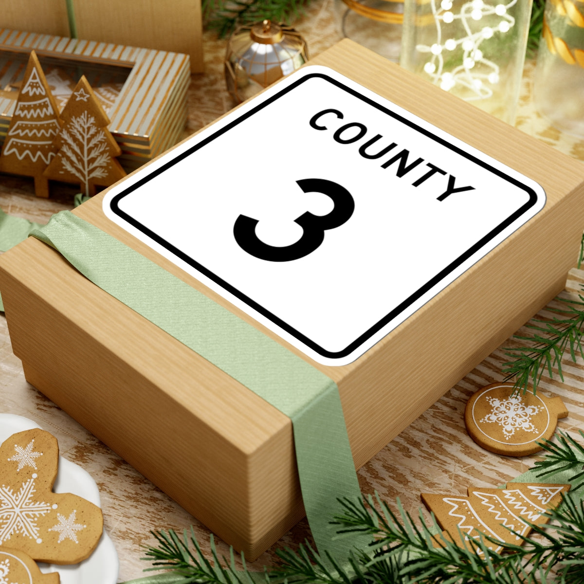 County 3 square (Minnesota) (Road Sign) STICKER Vinyl Kiss-Cut Decal
