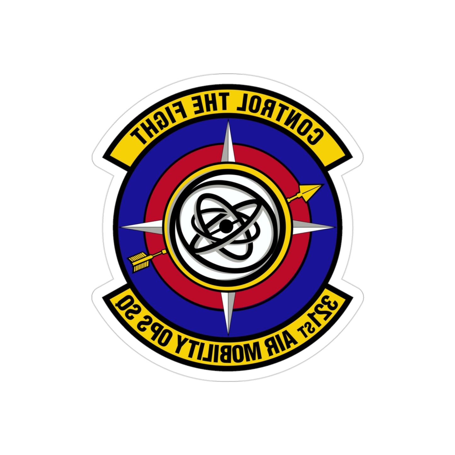 321 Air Mobility Operations Squadron (U.S. Air Force) REVERSE PRINT Transparent STICKER-3" × 3"-The Sticker Space