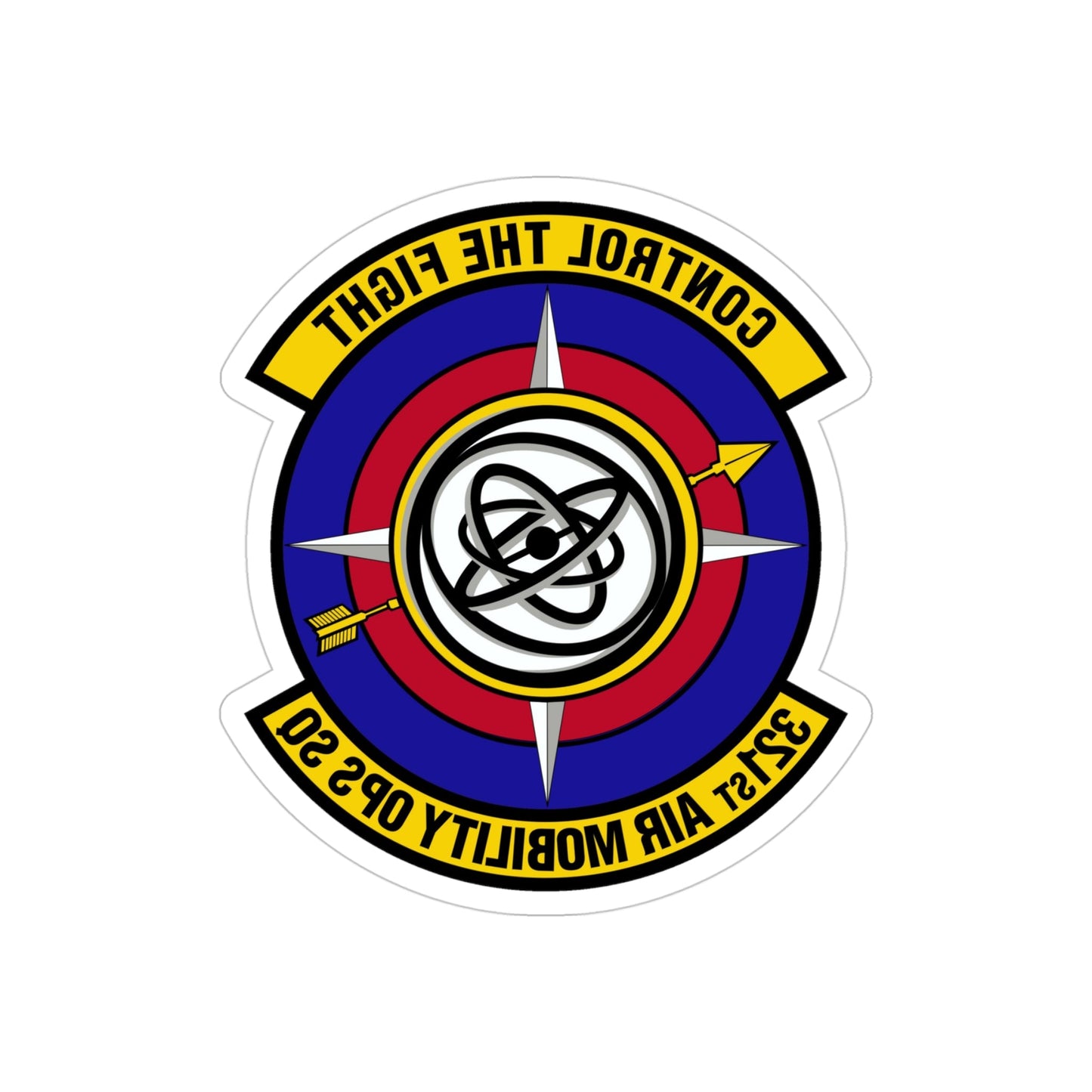 321 Air Mobility Operations Squadron (U.S. Air Force) REVERSE PRINT Transparent STICKER-4" × 4"-The Sticker Space