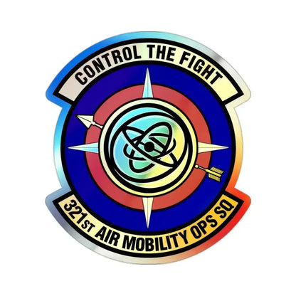 321 Air Mobility Operations Squadron (U.S. Air Force) Holographic STICKER Die-Cut Vinyl Decal 2 Inch - The Sticker Space