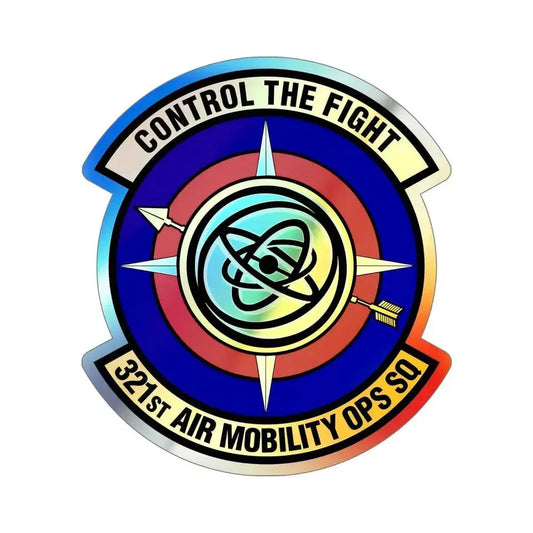 321 Air Mobility Operations Squadron (U.S. Air Force) Holographic STICKER Die-Cut Vinyl Decal 6 Inch - The Sticker Space