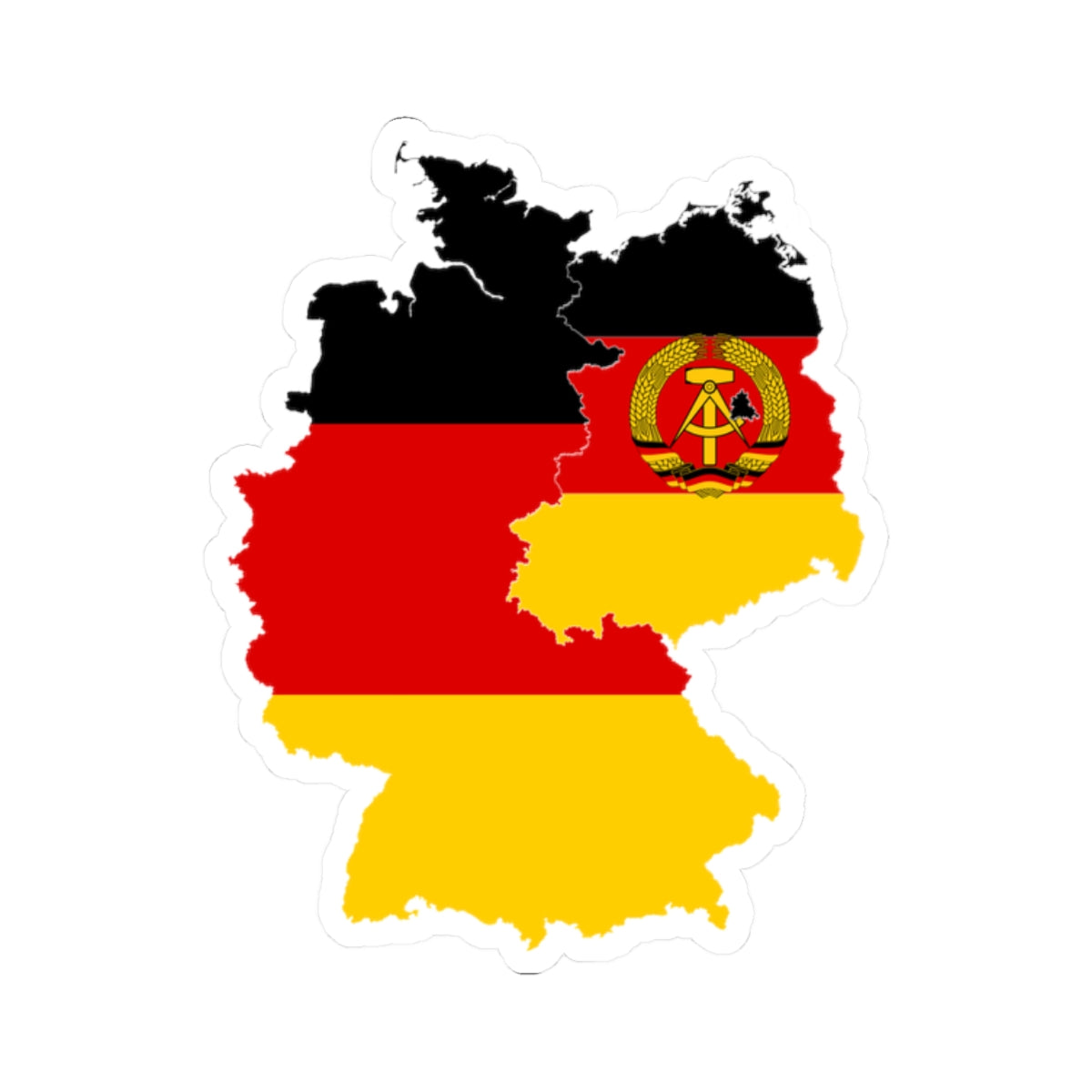 Flag-map of East  West Germany (Germany) STICKER Vinyl Kiss-Cut Decal