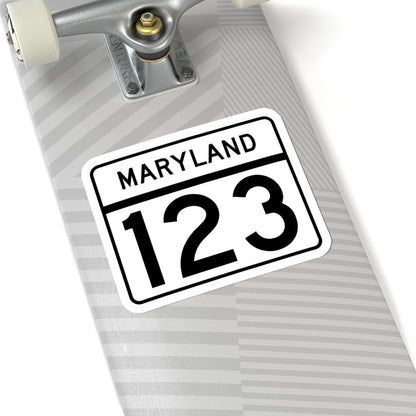 MD Route 123 (Maryland) (Road Sign) STICKER Vinyl Kiss-Cut Decal