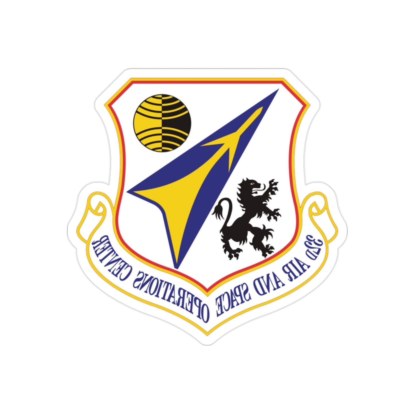 32d Air and Space Operations Center (U.S. Air Force) REVERSE PRINT Transparent STICKER-2" × 2"-The Sticker Space