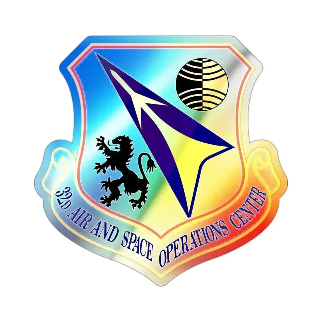 32d Air and Space Operations Center (U.S. Air Force) Holographic STICKER Die-Cut Vinyl Decal 3 Inch Holographic - The Sticker Space
