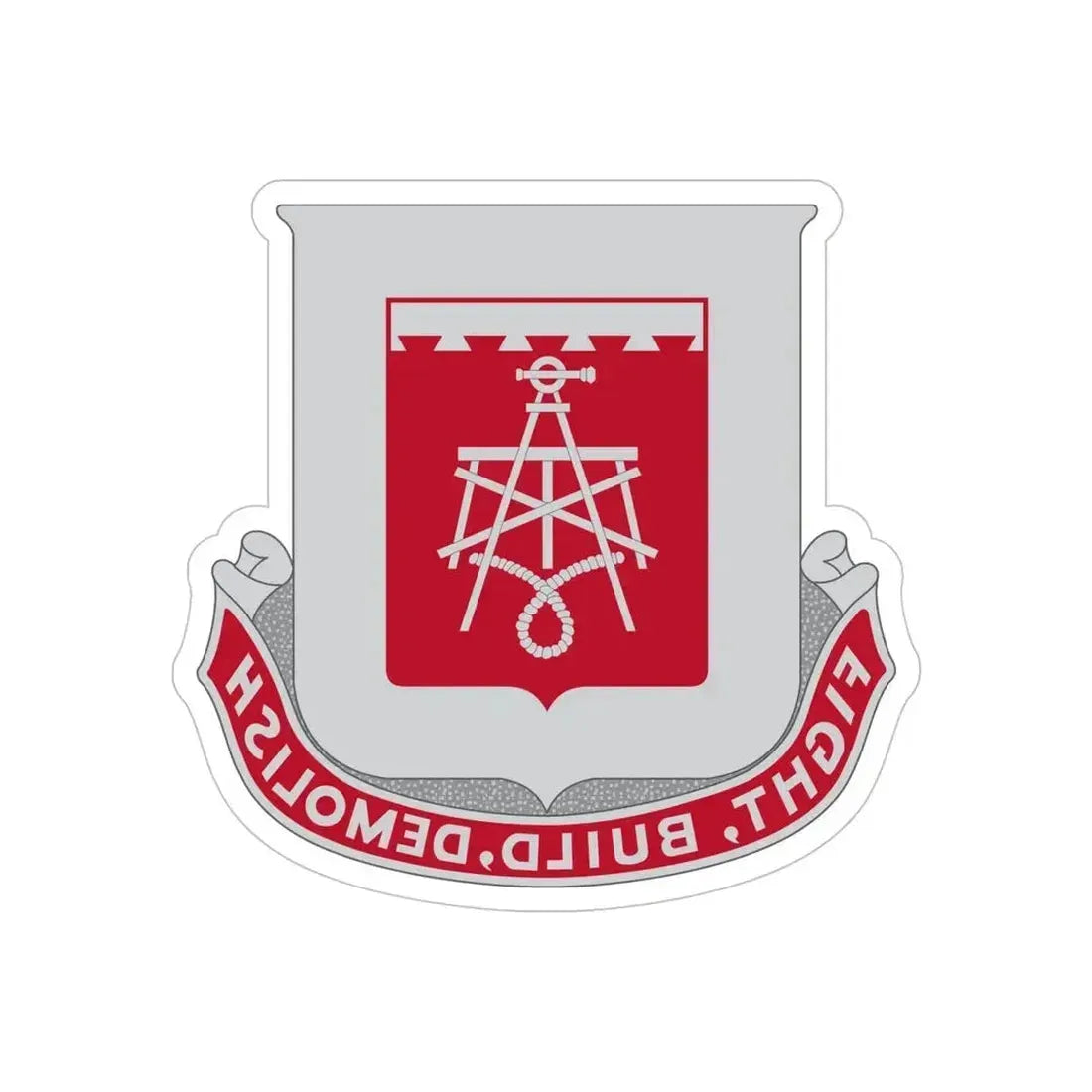 330 Engineer Battalion (U.S. Army) REVERSE PRINT Transparent Die-Cut STICKER 5 Inch Die-Cut Transparent - The Sticker Space