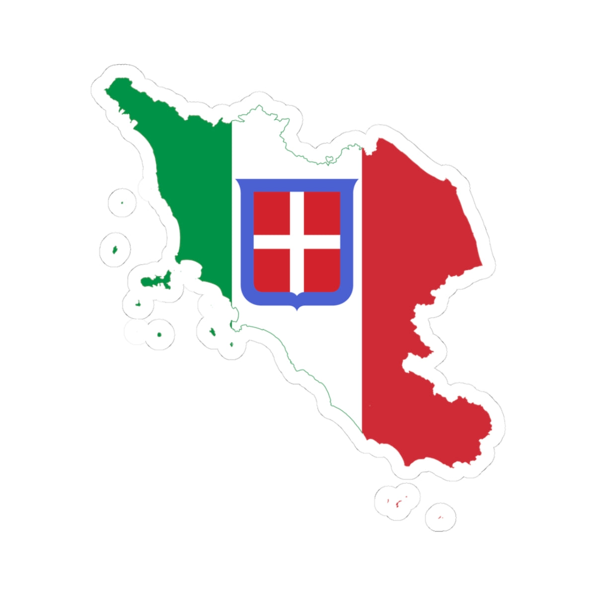 Flag map of Central Italy (Italy) STICKER Vinyl Kiss-Cut Decal