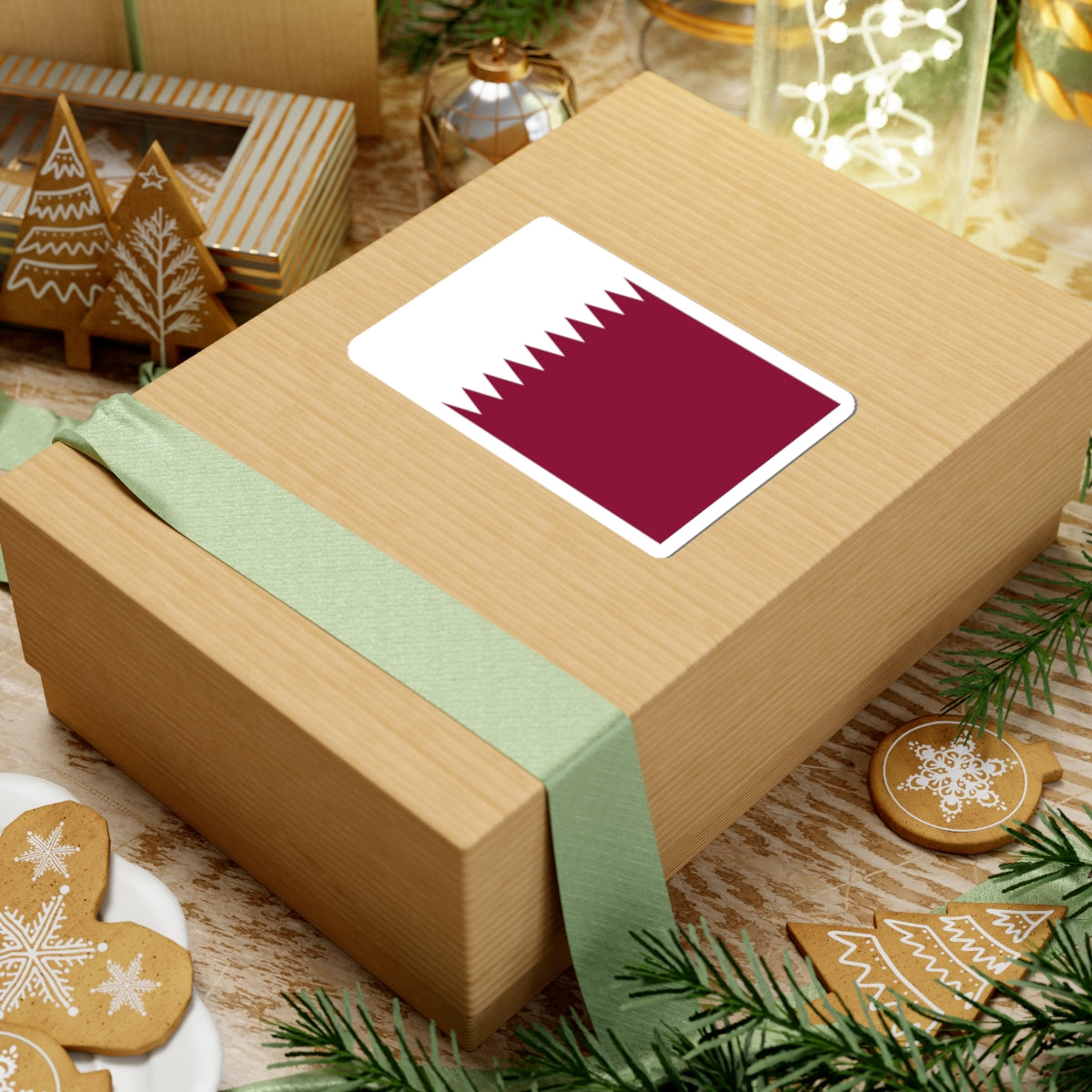 Flag of Qatar 3-2 (Qatar) STICKER Vinyl Kiss-Cut Decal