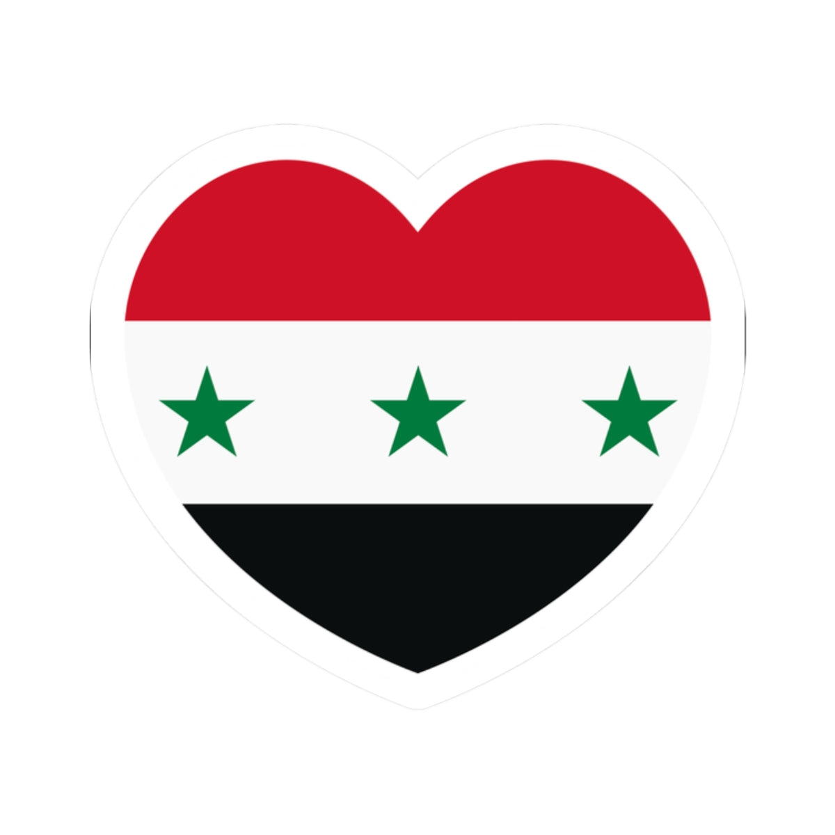 Iraq 1963-1991 and Syria 1963-1972 flag heart white (Iraq) STICKER Vinyl Kiss-Cut Decal