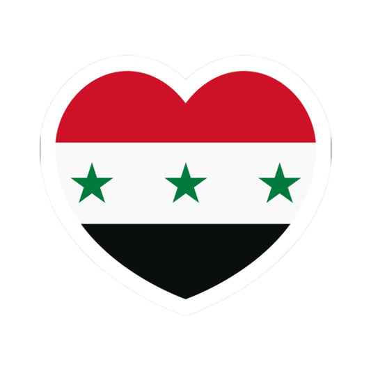 Iraq 1963-1991 and Syria 1963-1972 flag heart white (Iraq) STICKER Vinyl Kiss-Cut Decal