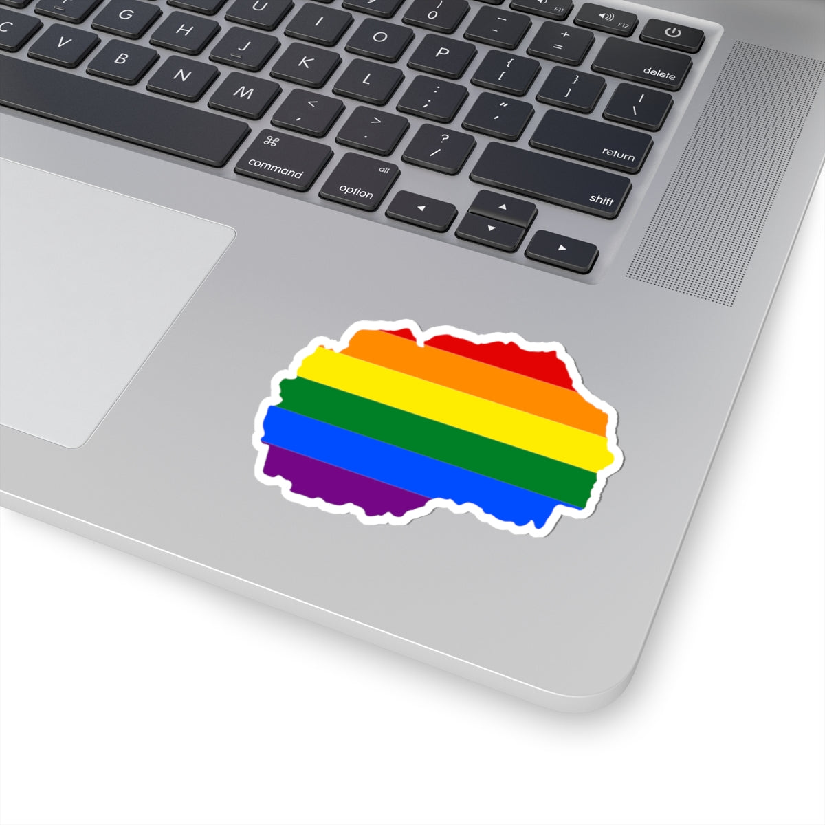 LGBT flag map of North Macedonia (North Macedonia) STICKER Vinyl Kiss-Cut Decal