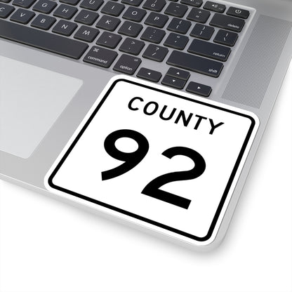 County 92 square (Minnesota) (Road Sign) STICKER Vinyl Kiss-Cut Decal