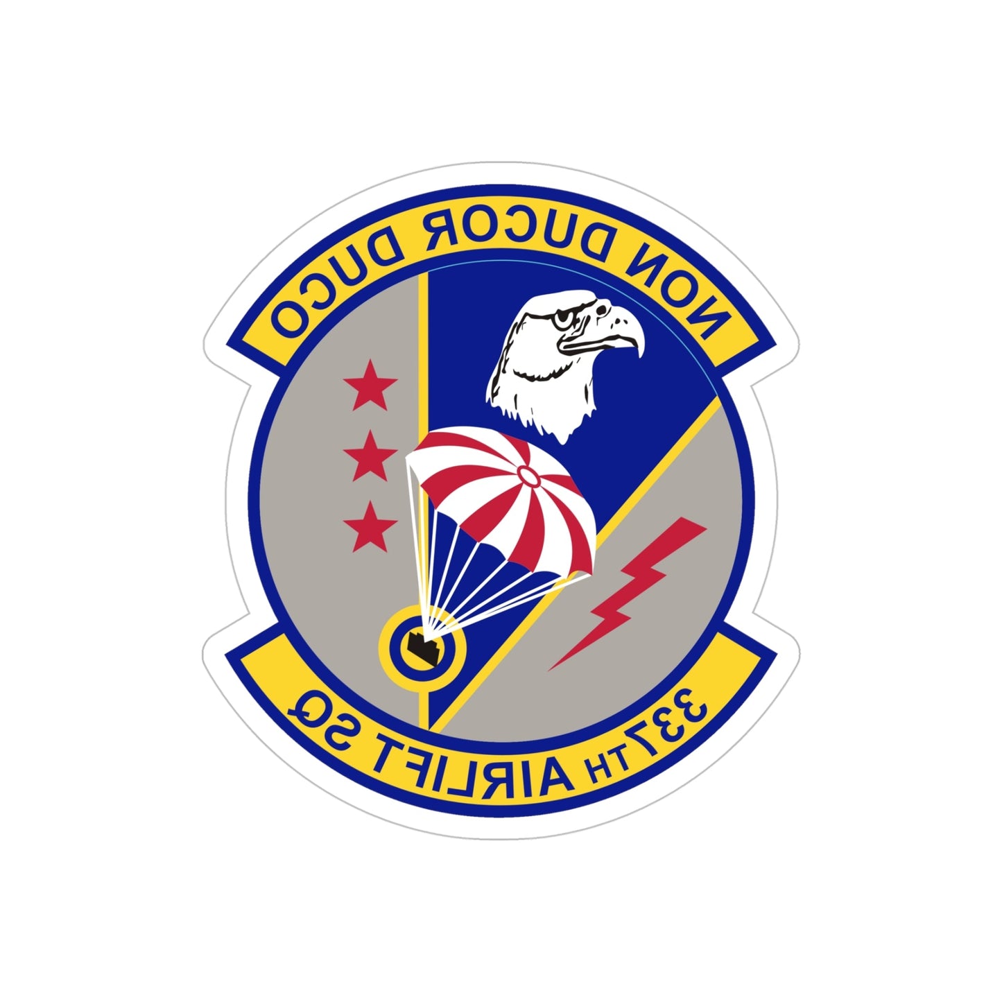 337th Airlift Squadron (U.S. Air Force) REVERSE PRINT Transparent STICKER-5" × 5"-The Sticker Space