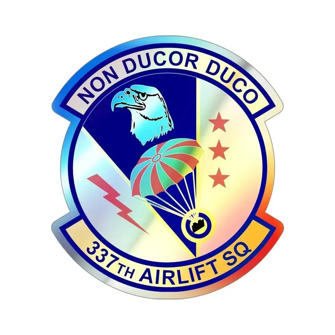 337th Airlift Squadron (U.S. Air Force) Holographic STICKER Die-Cut Vinyl Decal 4 Inch Holographic - The Sticker Space