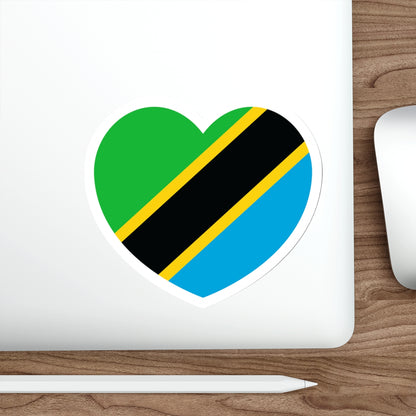 Heart Flag of Tanzania - STICKER Vinyl Die-Cut Decal