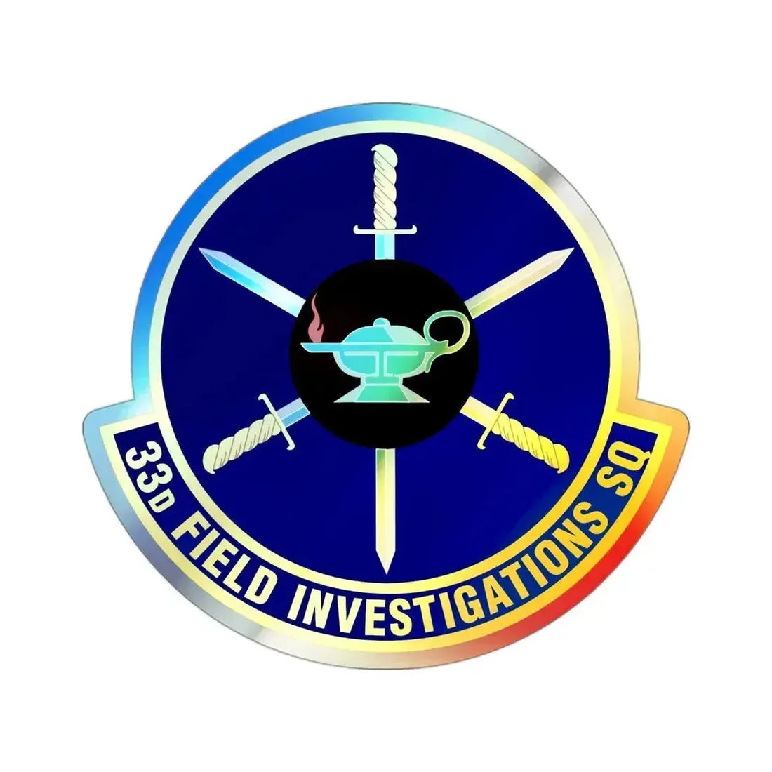 33d Field Investigations Squadron (U.S. Air Force) Holographic STICKER Die-Cut Vinyl Decal 3 Inch Holographic - The Sticker Space