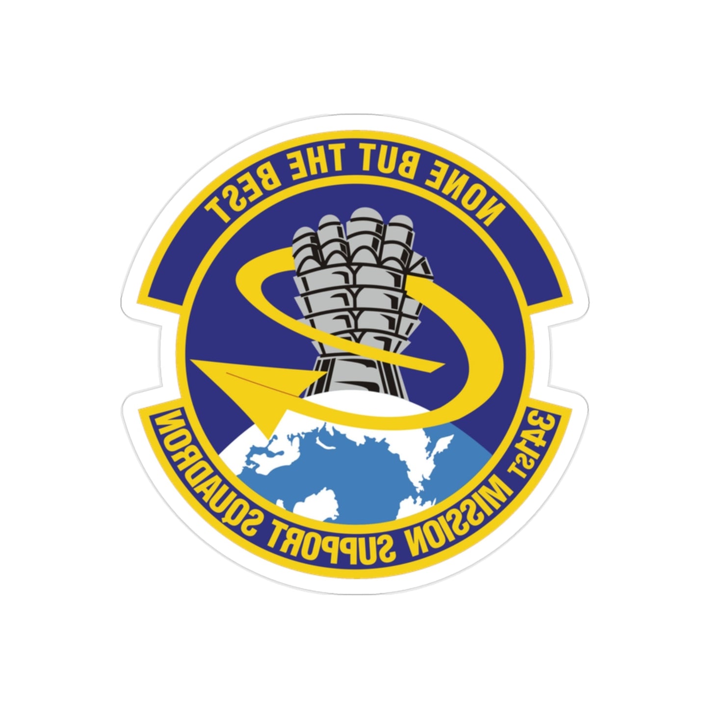 341st Mission Support Squadron (U.S. Air Force) REVERSE PRINT Transparent STICKER-2" × 2"-The Sticker Space