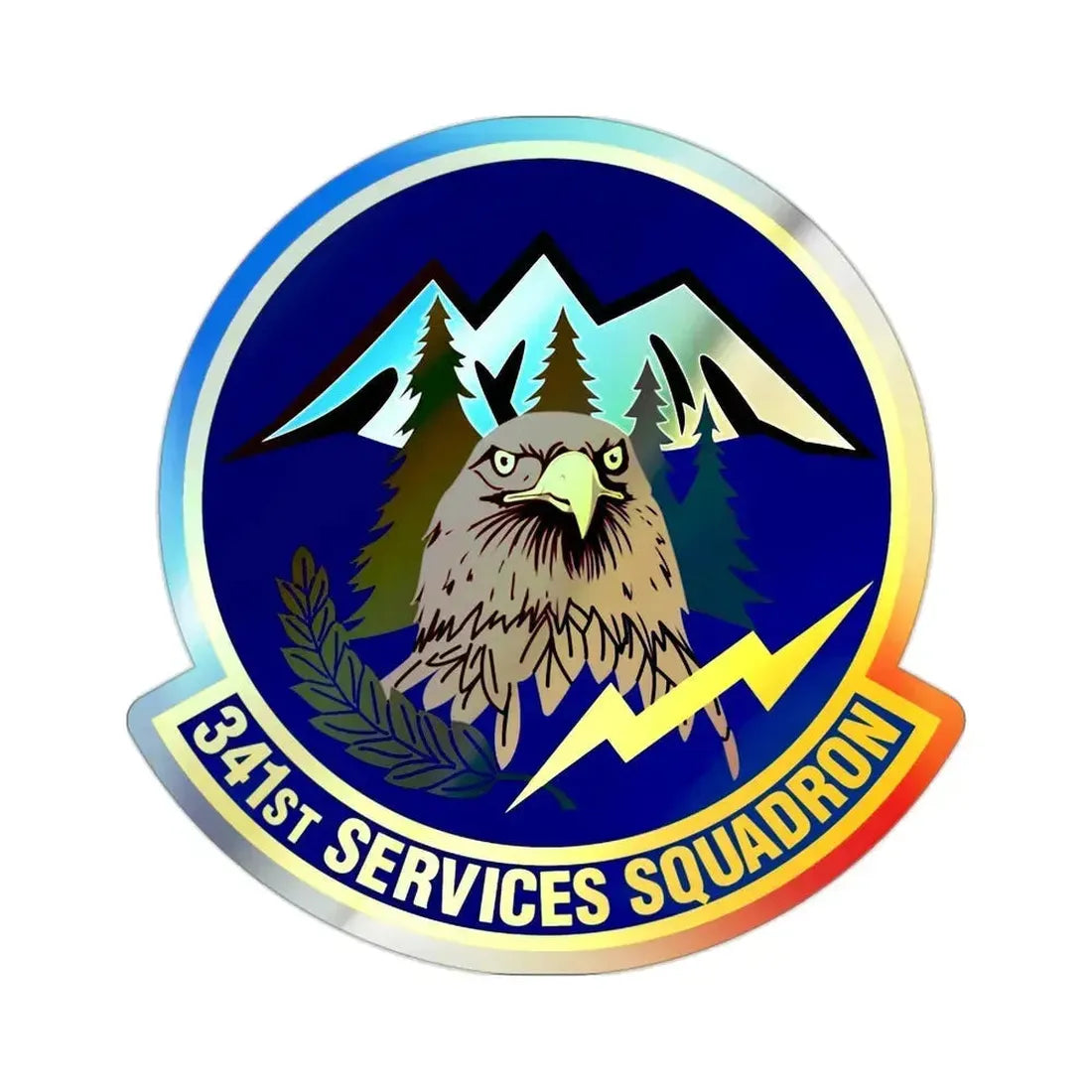 341st Services Squadron (U.S. Air Force) Holographic STICKER Die-Cut Vinyl Decal 2 Inch Holographic - The Sticker Space