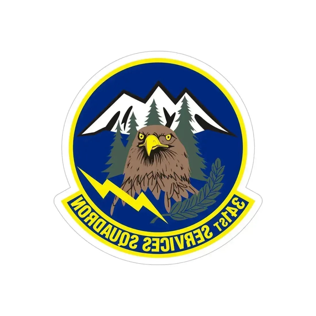 341st Services Squadron (U.S. Air Force) REVERSE PRINT Transparent Die-Cut STICKER 5 Inch Die-Cut Transparent - The Sticker Space