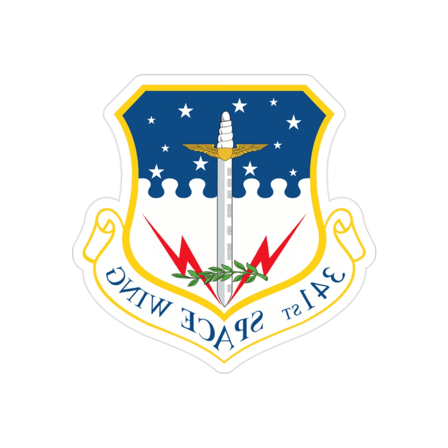 341st Space Wing (U.S. Air Force) REVERSE PRINT Transparent STICKER-2" × 2"-The Sticker Space