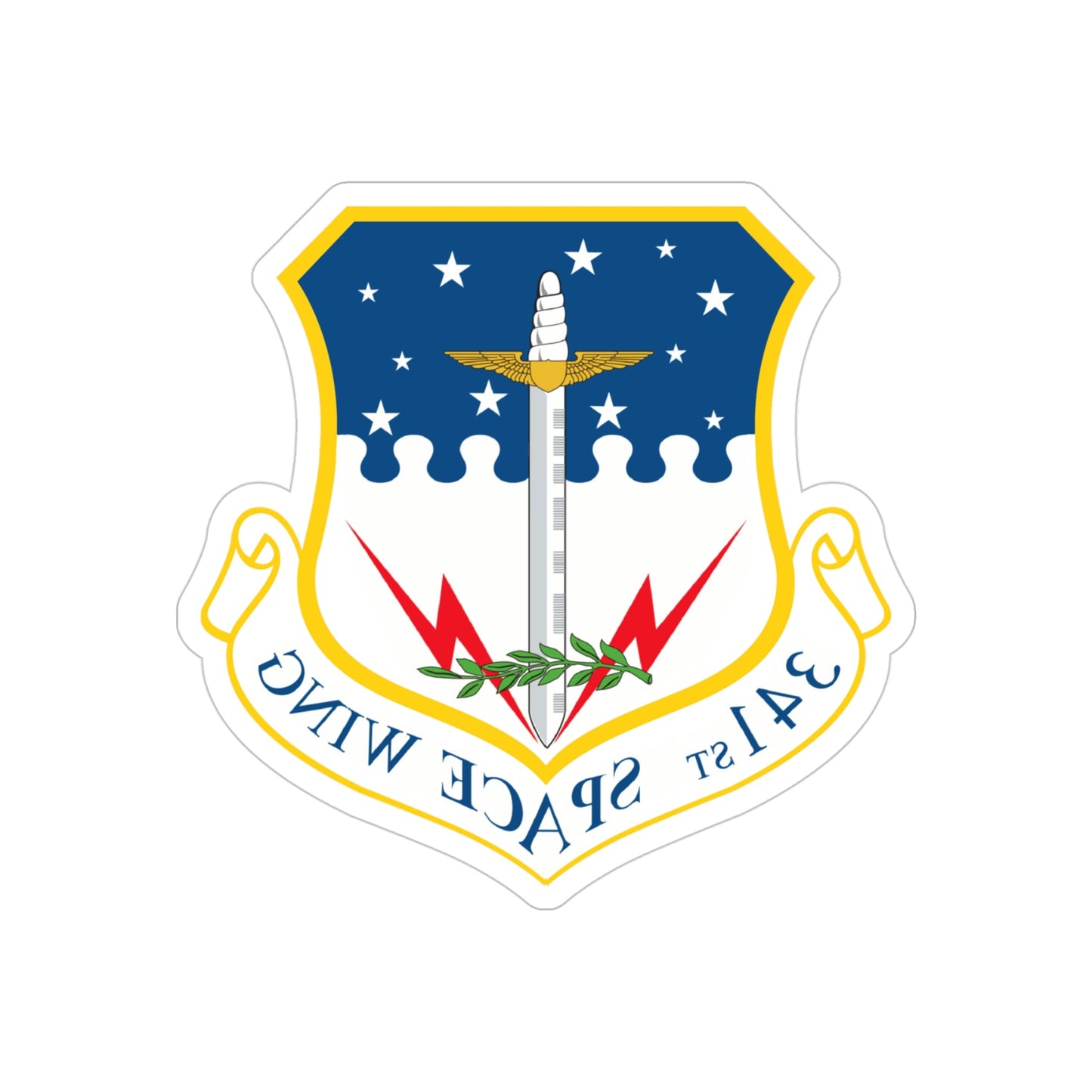 341st Space Wing (U.S. Air Force) REVERSE PRINT Transparent STICKER-4" × 4"-The Sticker Space